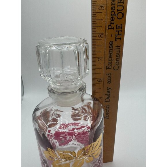 VTG French Luminarc Gold & Red Grape/Leaf Design Cordial Glass & Decanter Set - Picture 15 of 16